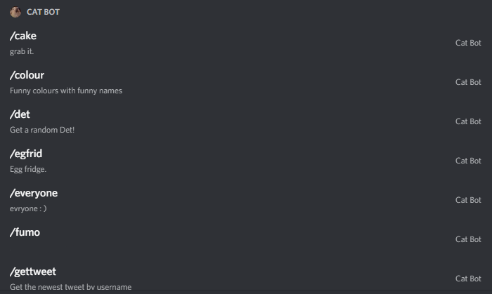 the first set of catbots commands